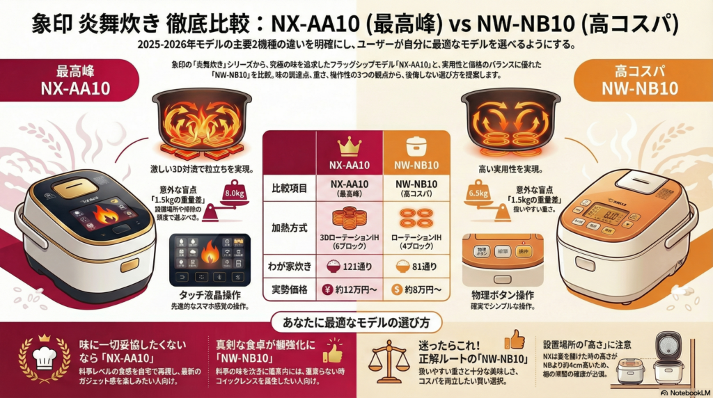 NX-AA10とNW-NB10の違い比較表