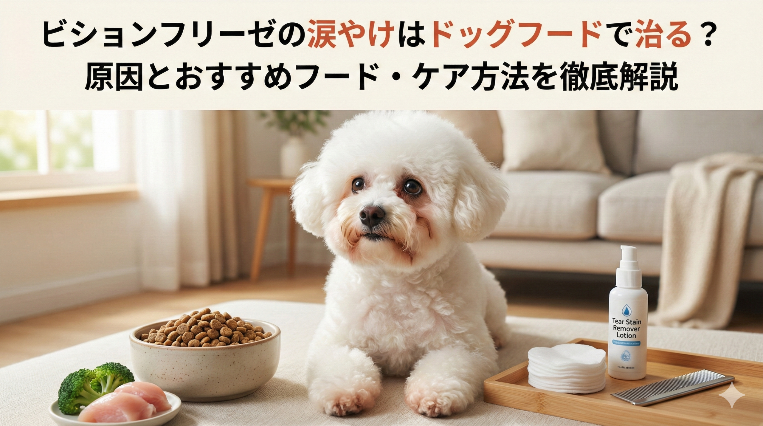 ビションフリーゼの涙やけはドッグフードで治る？原因とおすすめフード・ケア方法を徹底解説